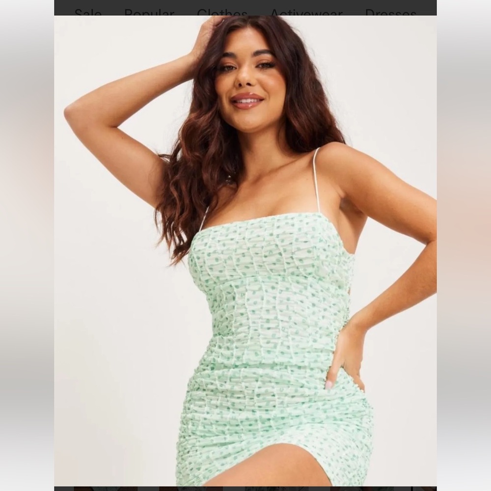For Love and Lemons Mint Green and White Mini Dress Size Small NWT